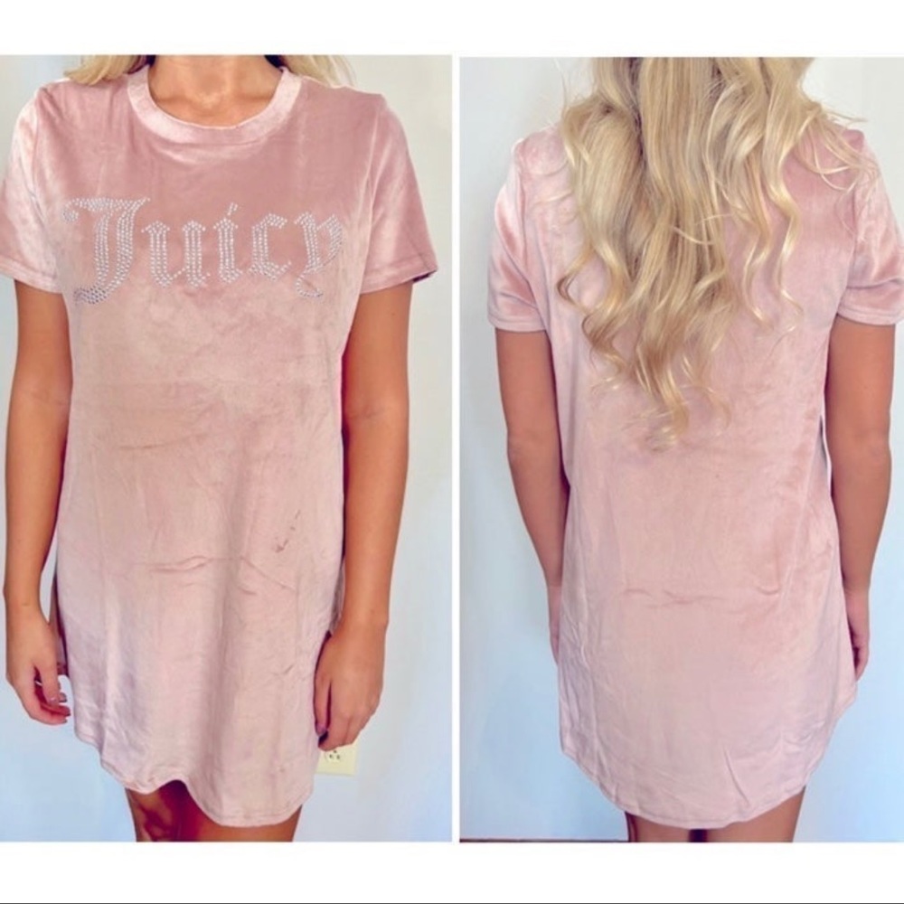 NWT Juicy Couture blush velvet logo lounge shirt